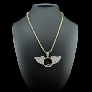 14k Gold Angel Wing Diamond Memorial Pendant